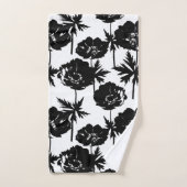 Zwarte bloemen, wit, zwart bad handdoek (Handdoek)