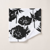 Zwarte bloemen, wit, zwart bad handdoek (Wasdoekje)