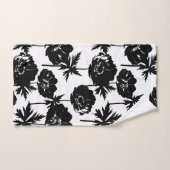 Zwarte bloemen, wit, zwart bad handdoek (Handdoek)