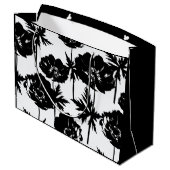 Zwarte bloemen, wit, zwart groot cadeauzakje (Achterkant Gekanteld)