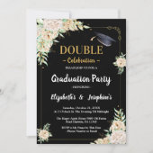 zwarte bloemenblos Joint Graduation Party 2 foto's Kaart (Voorkant)