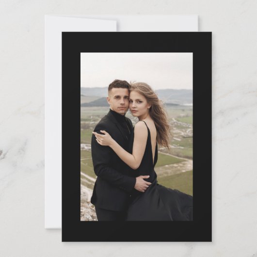 Zwarte bloemencalligrafie foto met fijne kunst bedankkaart (Achterkant)