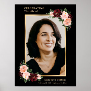 Zwarte bloemencélébratie van levensfotobord poster