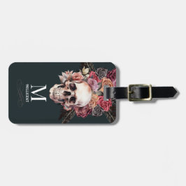 Zwarte bloemendood, gothic party bagagelabel