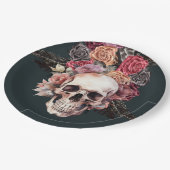 Zwarte bloemendood, gotische verjaardag papieren bordje (Gekanteld)