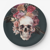 Zwarte bloemendood, gotische verjaardag papieren bordje (Voorkant)