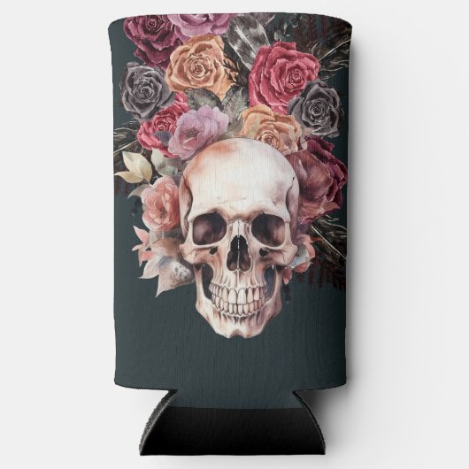 Zwarte bloemendood, gotische verjaardag seltzer blikjeskoeler (Voorkant)