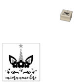 Zwarte Bloemenhaar Eenhoorn Rubberstempel (Gestempeld)