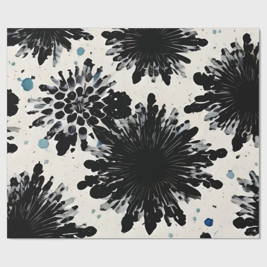 Zwarte bloemeninkt: cool abstract ontwerp cadeaupapier (Vlak)