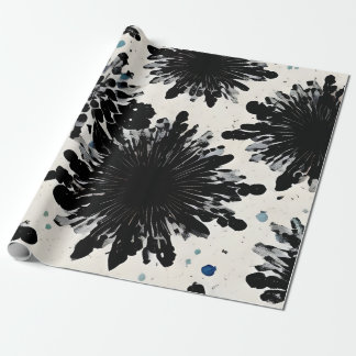 Zwarte bloemeninkt: cool abstract ontwerp cadeaupapier