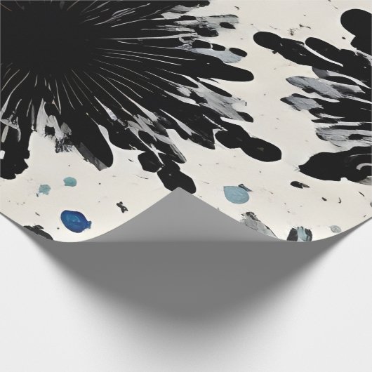 Zwarte bloemeninkt: cool abstract ontwerp cadeaupapier (Hoek)