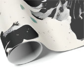 Zwarte bloemeninkt: cool abstract ontwerp cadeaupapier (Rol Hoek)