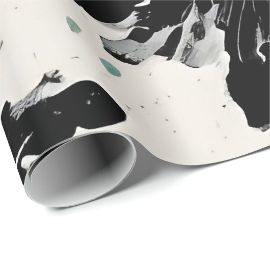 Zwarte bloemeninkt: cool abstract ontwerp cadeaupapier (Rol Hoek)