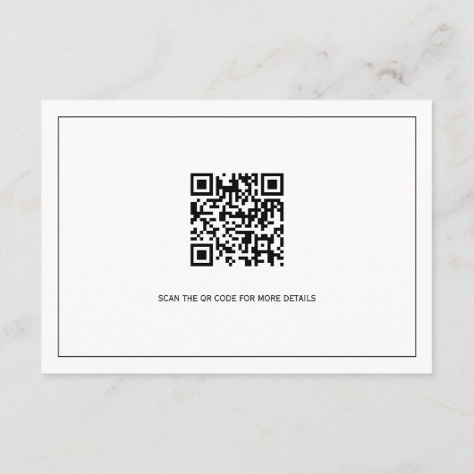 Zwarte bloemenkam monogram bruiloft details informatiekaartje (Achterkant)