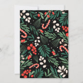 Zwarte bloemenkerst bruiloft kaart (Achterkant)