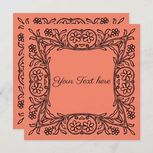  zwarte bloemenrand aankondiging (Voorkant / Achterkant)