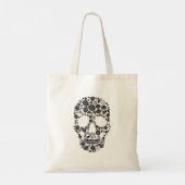 Zwarte Bloemenschedel Boodschappentas Tote Bag (Achterkant)