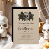 zwarte bloemenschedel Halloween Kaart