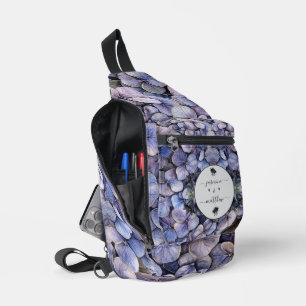 Zwarte Bloemige Klassieke Trouwnamen Bruidspaar Sling Bag