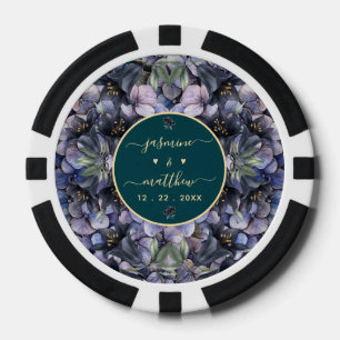 Zwarte Bloemige Klassieke Trouwnamen Echtpaar Poker Chips