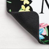 Zwarte Bloemige Monogram Muismat (Hoek)