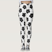 Zwarte Bloemige Stippen Leggings (Voorkant)