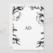 Zwarte bloemrijke elegante bruiloft kaart (Achterkant)