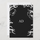 Zwarte bloemrijke elegante bruiloft kaart (Achterkant)