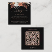 Zwarte Bloemrijke Herfst Bruiloft Website QR Code Informatiekaartje (Voorkant / Achterkant)