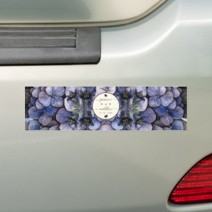 Zwarte bloemrijke klassieke koppel namen bruiloft bumpersticker