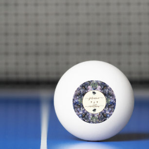 Zwarte Bloemrijke Klassieke Koppel Namen Bruiloft Pingpongbal