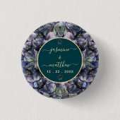Zwarte Bloemrijke Klassieke Koppel Namen Bruiloft Ronde Button 3,2 Cm (Voorkant)