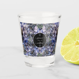 Zwarte Bloemrijke Klassieke Koppel Namen Bruiloft Shot Glas