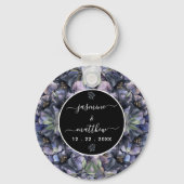 Zwarte bloemrijke klassieke trouwnamen sleutelhanger (Achterkant)