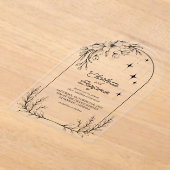 Zwarte Bloemster Moderne Boog Huwelijk Acryl Uitnodigingen (Laagn)