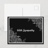 Zwarte bloemstuk met condoleance briefkaart (Voorkant / Achterkant)