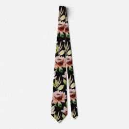 Zwarte bloesem Waterverf bloemenpatroon Stropdas