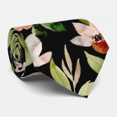 Zwarte bloesem Waterverf bloemenpatroon Stropdas (Opgerold)