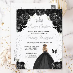 Zwarte Blonde Haar Prinses Sweet Sixteen Briefkaart