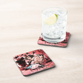 ZWARTE BLUE RED BICYCLE WEDDING ARTIJ DRANKJES ONDERZETTER (Rechterzijde)