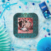 ZWARTE BLUE RED BICYCLE WEDDING ARTIJ PAPIEREN BORDJE (Feest)