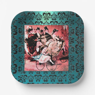 ZWARTE BLUE RED BICYCLE WEDDING ARTIJ PAPIEREN BORDJE