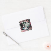 ZWARTE BLUE RED BICYCLE WEDDING ARTIJ VIERKANTE STICKER (Envelop)