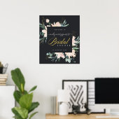 ZWARTE BLUSH FLORA AQUELREK BRUIDSSUITE WELKOM POSTER (Thuiskantoor)