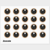Zwarte Blush Glitter Aangepaste Logo Met Naam Ronde Sticker (Vel)