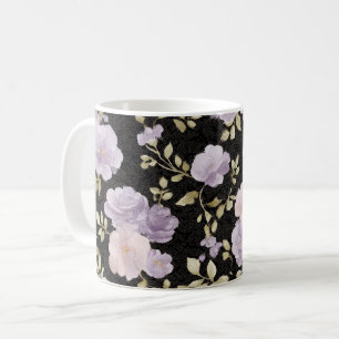 Zwarte Blush Lavendel Bloemen Koffiemok