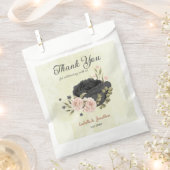 zwarte blush roze bloemen bruiloft bedankzakje (Geknipt)