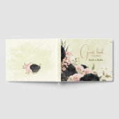 Zwarte Blush Roze Bloemen bruiloft Gastenboek (Volledig)