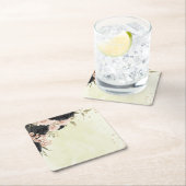 Zwarte Blush Roze Bloemen bruiloft Kartonnen Onderzetters (Insitu)