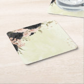 Zwarte Blush Roze Bloemen bruiloft Kartonnen Onderzetters (Schuin)